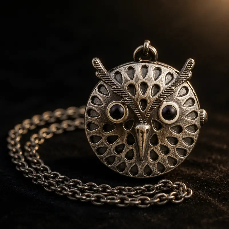Pocket Watch Owl Necklace Women's Necklace