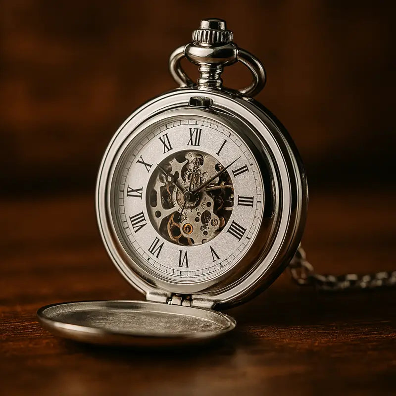 Luxury Silver Double Flap Pocket Watch