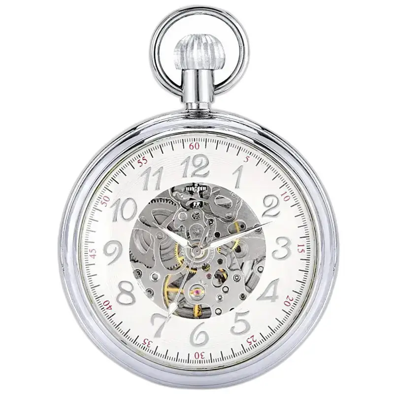 Silver Automatic Pocket Watch Open Dial