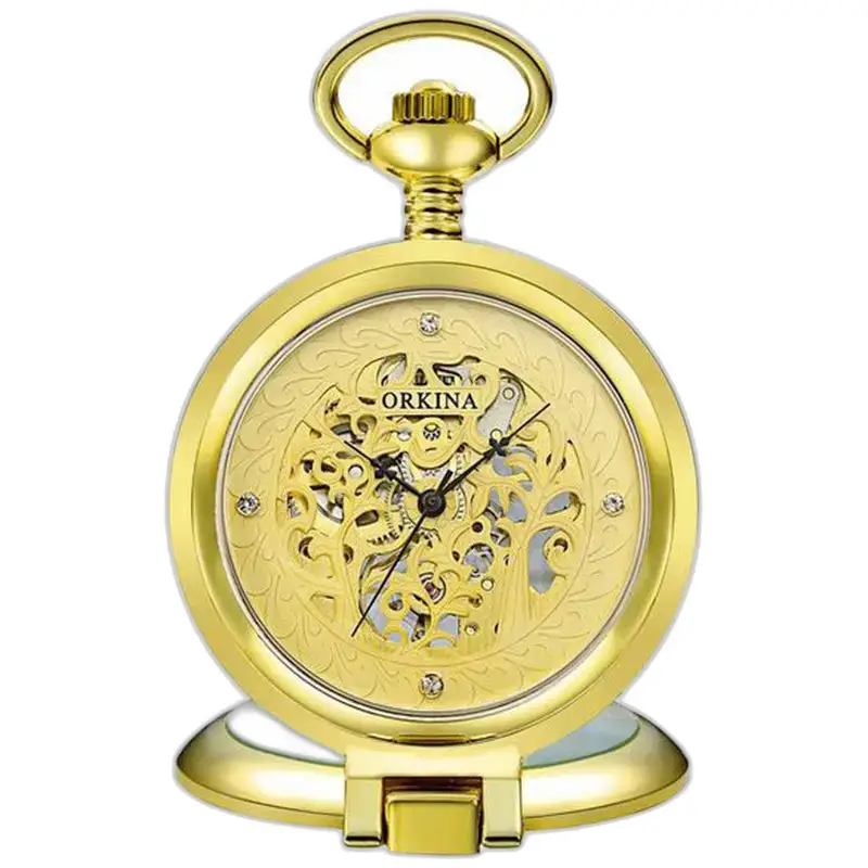 Chic Mechanical Pocket Watch Gold Manual Winding