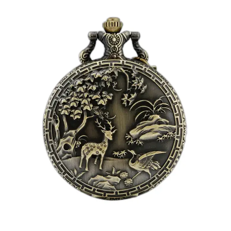 Vintage Eden Bronze Necklace Pocket Watch