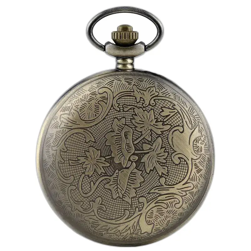 Vintage Flowers Bronze Necklace Pocket Watch