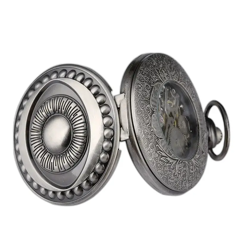 Magnificent Vintage Chic Copper Pocket Watch with an elegant silver dial