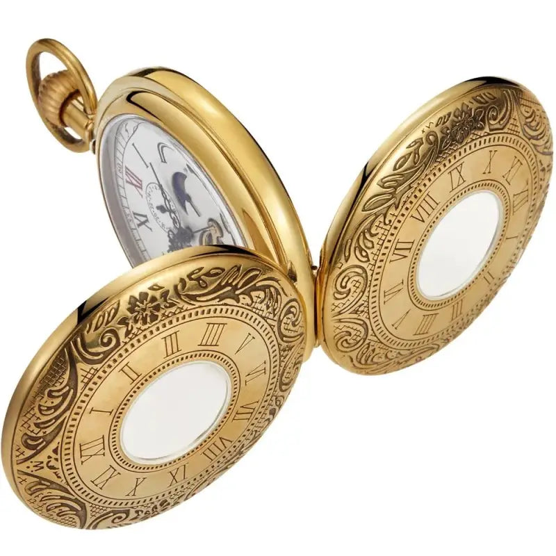 Luxury Double Demi Chasseur pocket watch with a beautiful gold dial