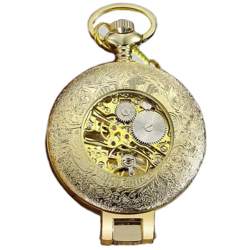 Luxury pocket watch Brand Orkina Silver with a golden mechanical movement