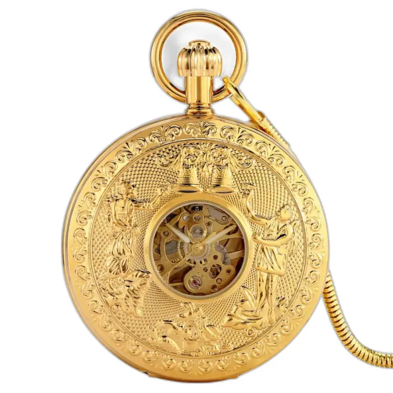 Golden Bell Luxe Mechanical Pocket Watch with an elegant gold design