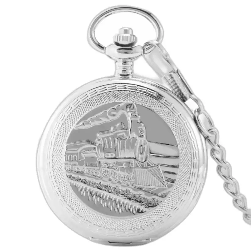 Regal Luxe Locomotive Mechanical Pocket Watch with silver locomotive mechanical pocket