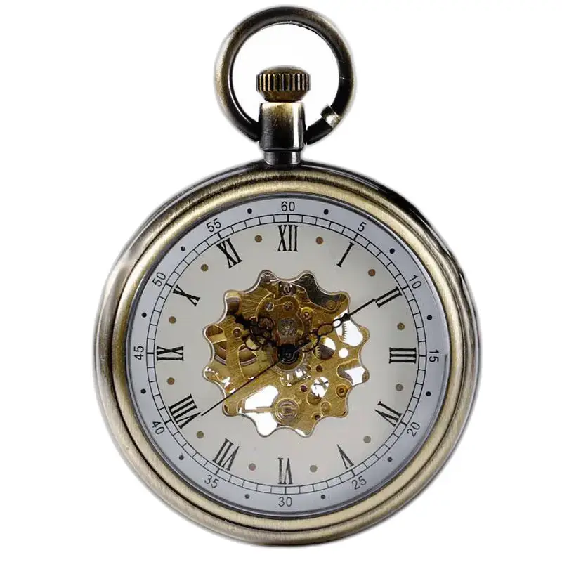 Luxury vintage mechanical pocket watch with visible gears