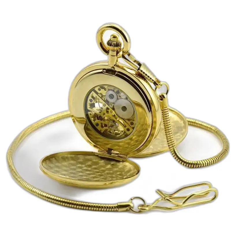 Royale Double Mechanical Luxury pocket watch with gold chain