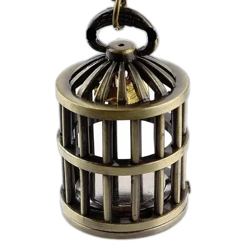 Bronze Spider necklace watch with birdcage pendant and steel bracelet