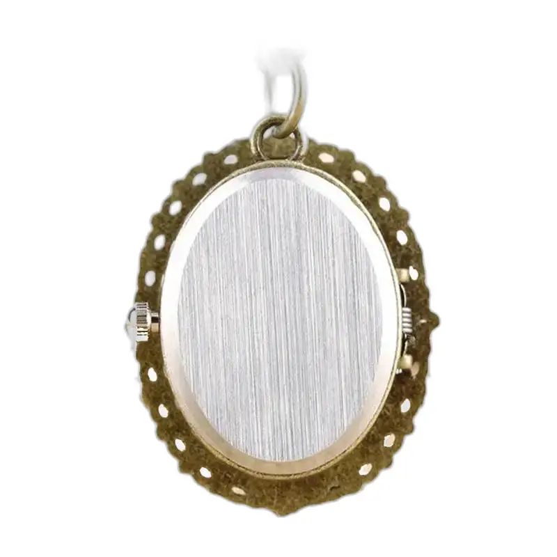 Horoscope Necklace Watch 12 Zodiac Signs in bronze with filigree oval pendant