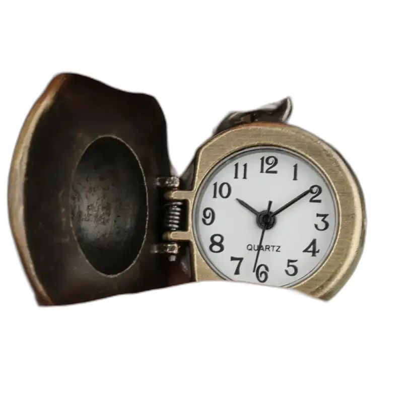 Original Bronze Hat Necklace Watch with hinged bronze cover