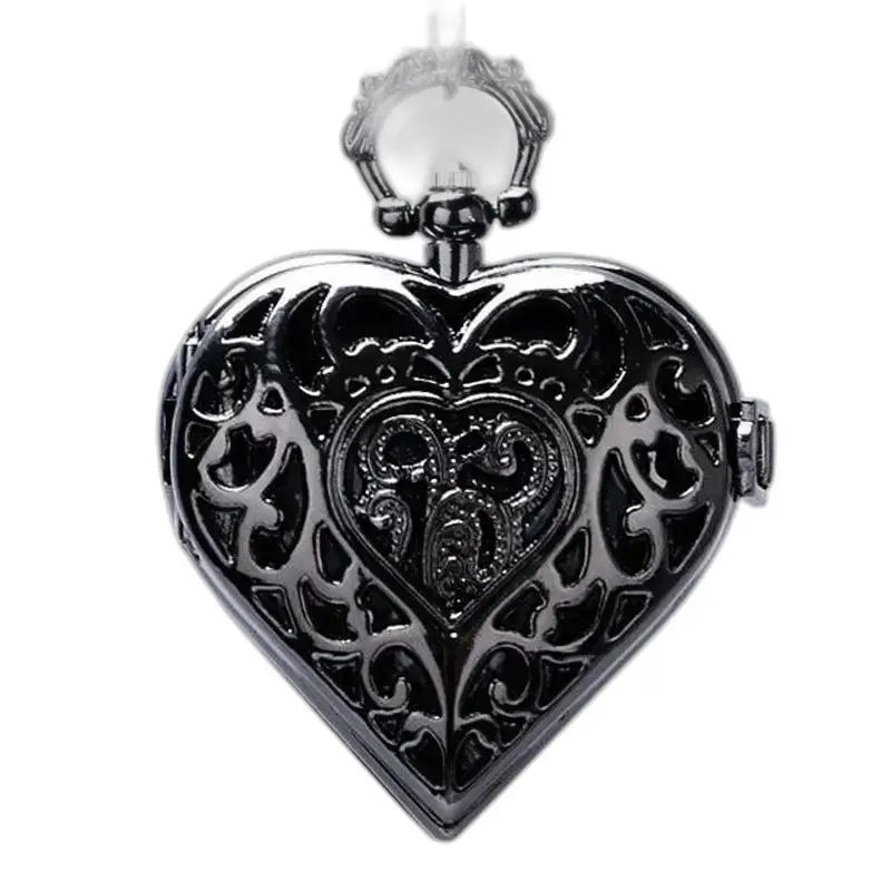 Black silver heart pendant from the Watch Necklace Pendant for an elegant look