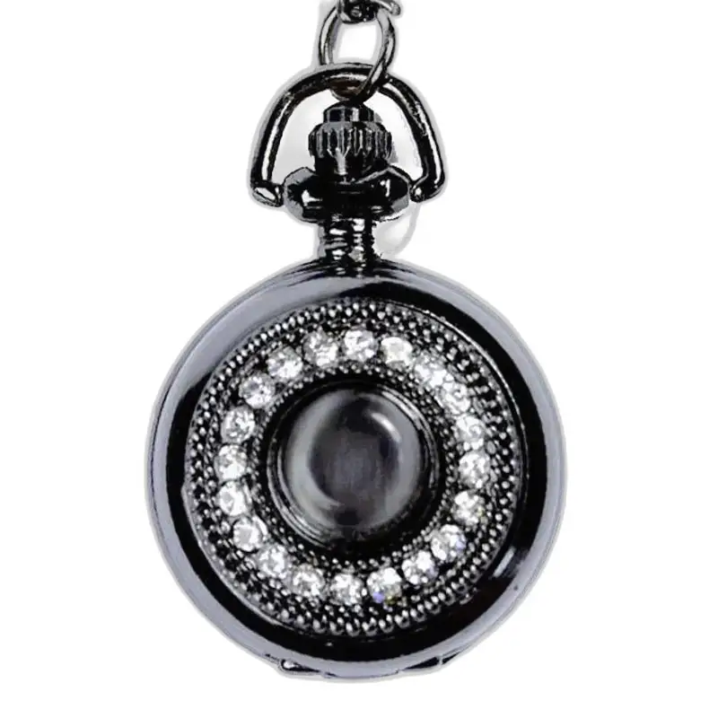 Stainless steel necklace watch with quartz movements and crystal accents
