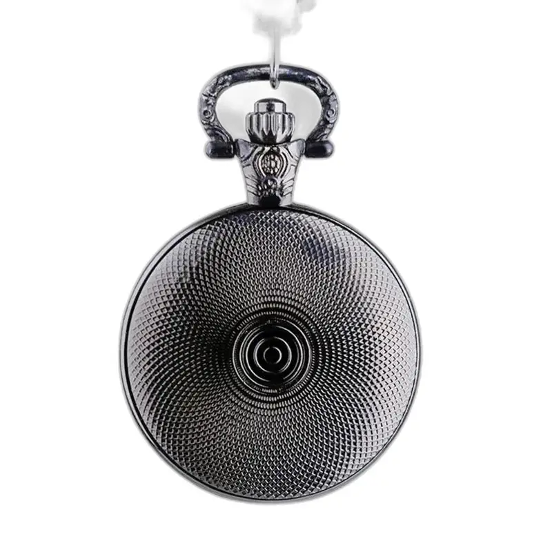 Personalized necklace watch for men and women, elegant black metal pocket watch
