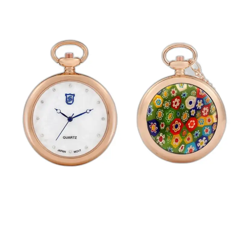 Two rose gold quartz necklace watches, Modern Lady Rose Quartz Necklace Watch