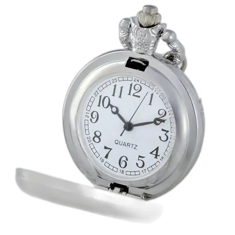 Vintage Queen Bee Necklace Watch with Open Dial Silver Pocket Watch