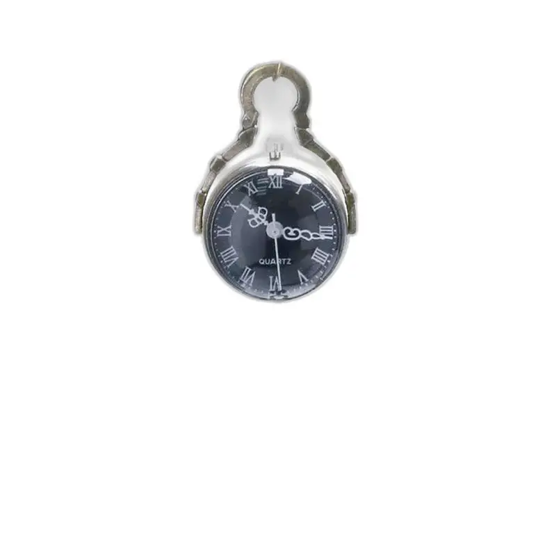 Retro silver necklace watch with an elegant black dial for women