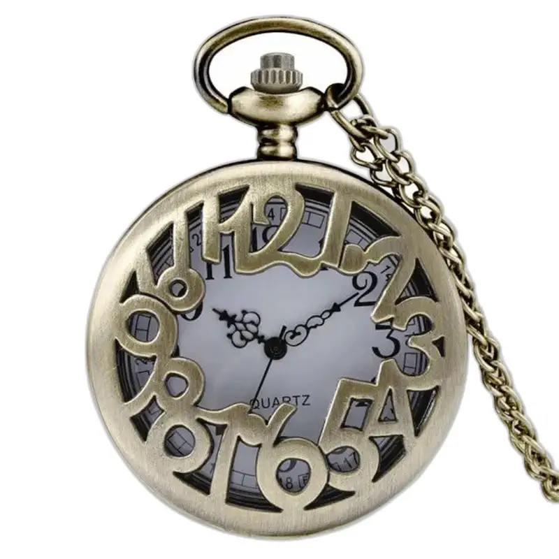Retro women's necklace watch with bronze watch and elegant vintage chain
