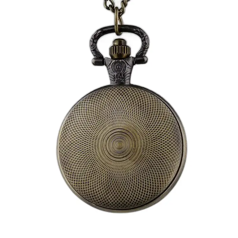Vintage Silver Steampunk Necklace Watch with Elegant Pattern Bronze Pocket Watch