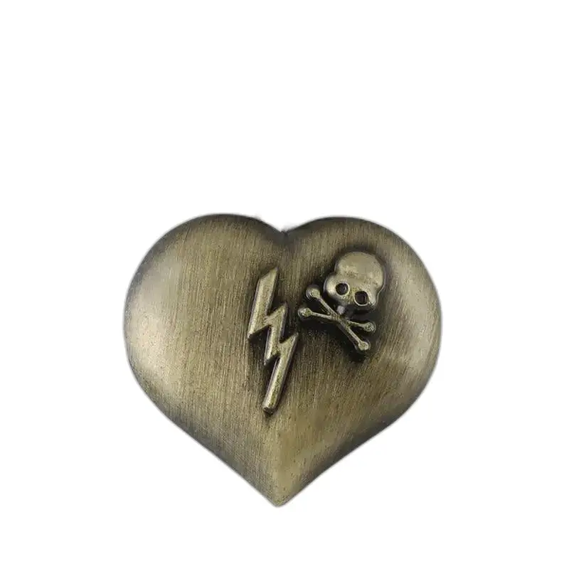 Bronze Heart with Skull and Lightning Bolt for Vintage Electric Necklace Watch