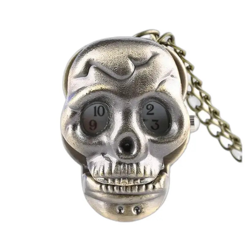 Vintage Gothic Skull Necklace Watch with Chain for Men Women