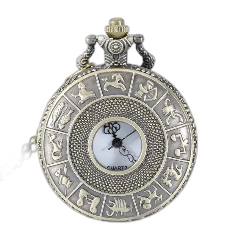 Vintage Chinese Zodiac Quartz Necklace Watch with Unique Astrological Design