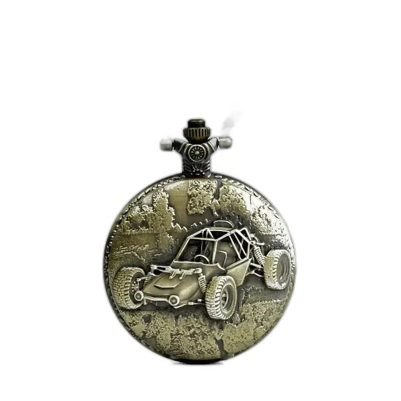 Vintage Style Round Bronze Necklace Watch with buggy design in bronze color