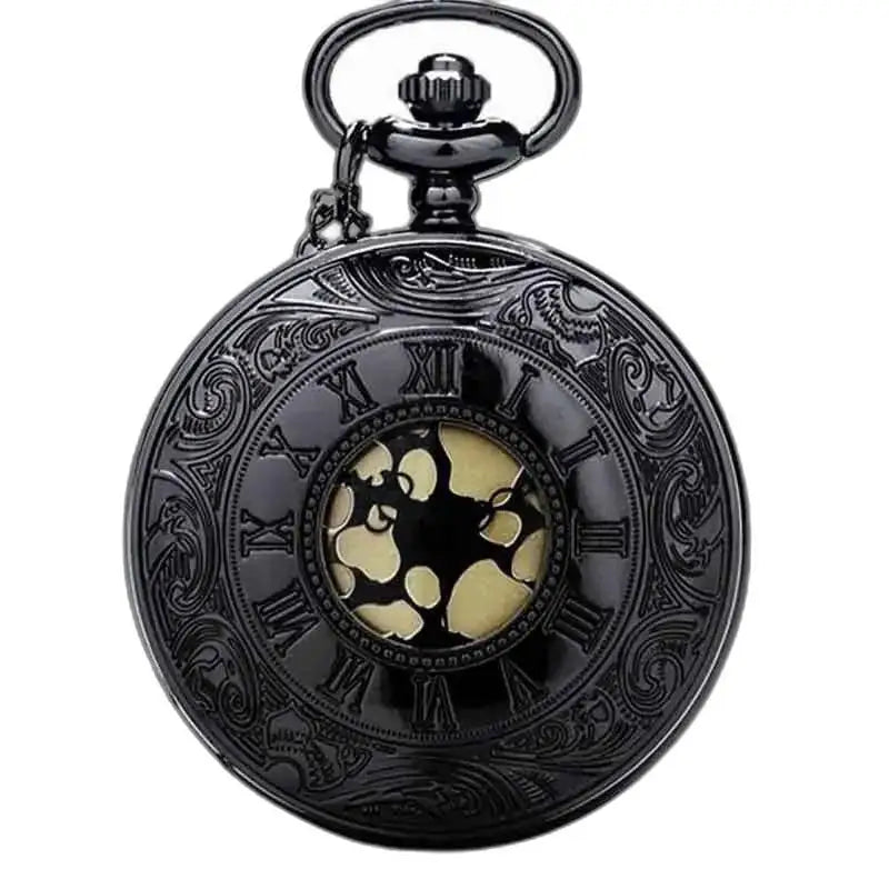 Steampunk Mercury Gusset Pocket Watch with an ornate black design