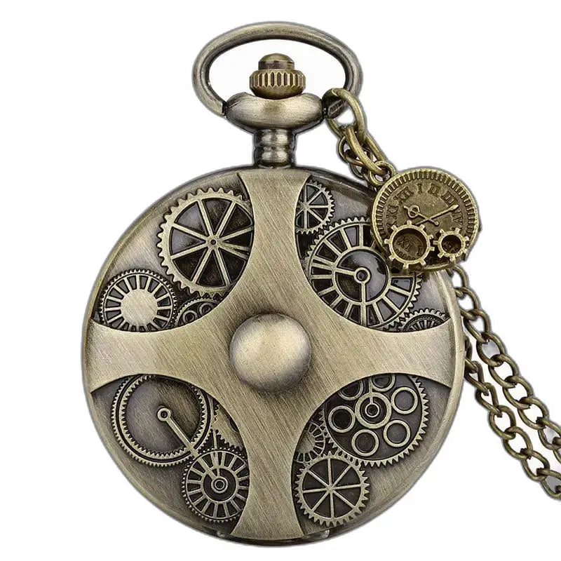 Steampunk Chic Pocket Watch with visible mechanism and vintage style