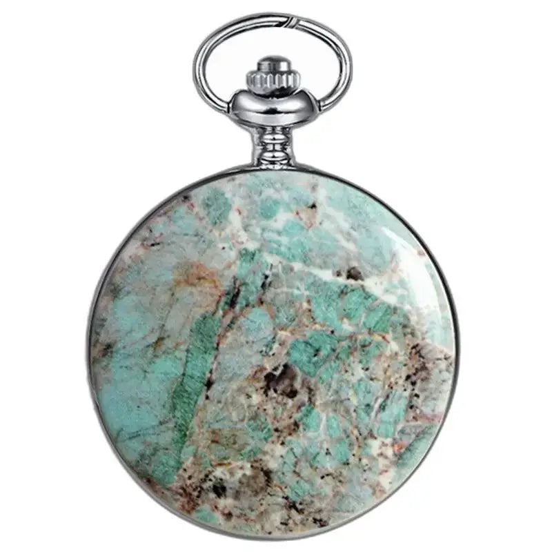Bluemarble Luxury Mechanical Pocket Watch with elegant turquoise pattern