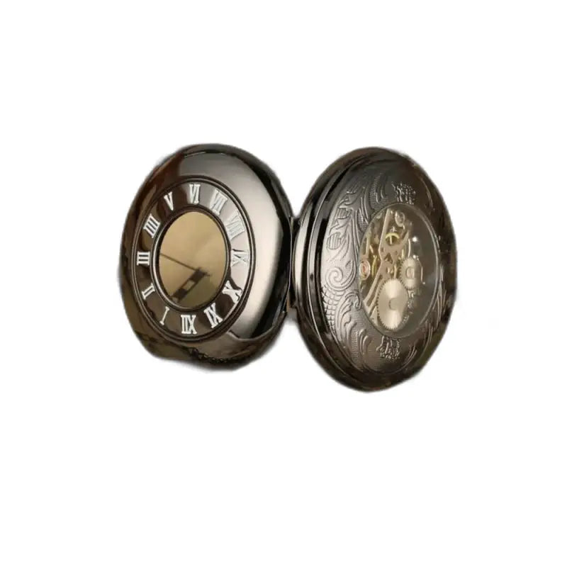 Etherealsky Modern Men's Mechanical Pocket Watch with Open Black Dial