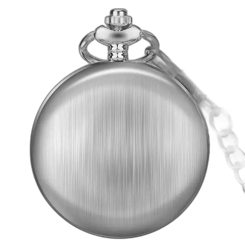 Smooth Mechanical Pocket Watch with Roman Numerals with Silver Chain