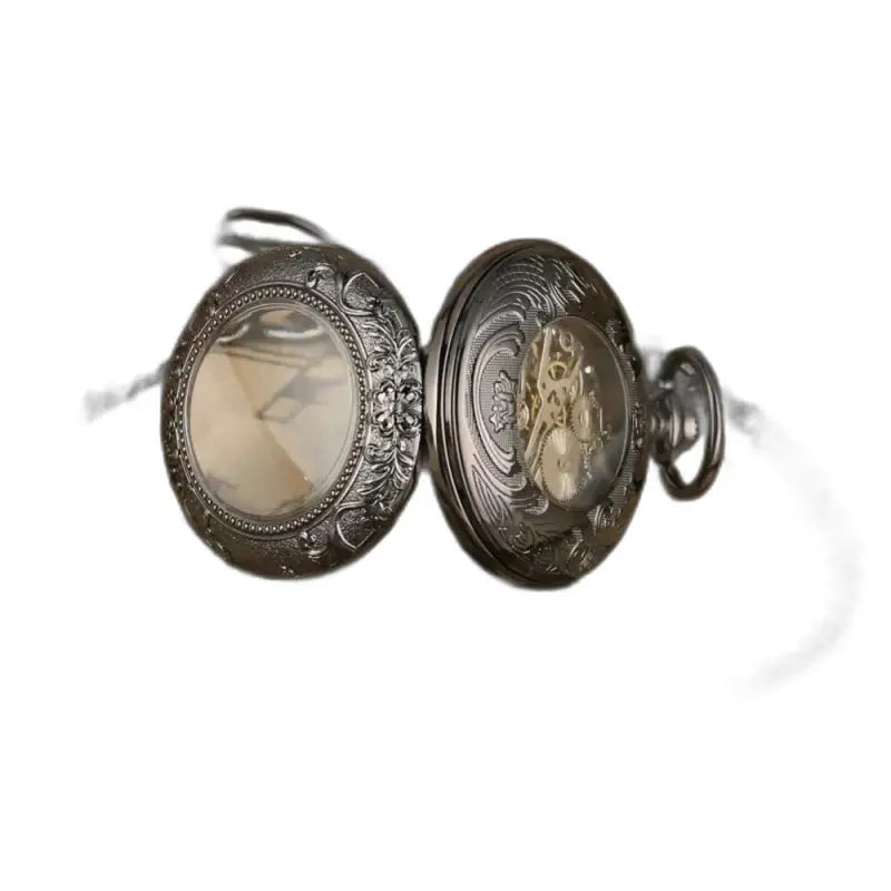 Regalcrown Modern Men's Mechanical Pocket Watch in Elegant Ornate Silver