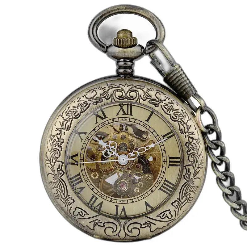 Vintage Mechanical Automatic Pocket Watch with Visible Gears