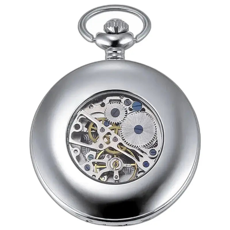 Luxury Blue Pocket Watch Mechanical Movement with a silver case