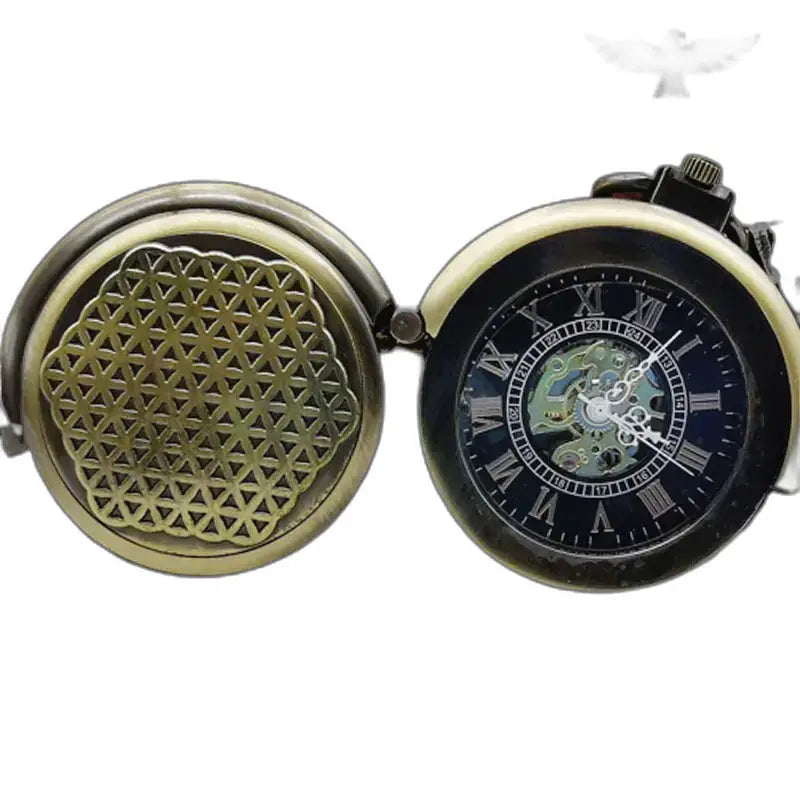 Bronze Pocket Watch with Open Analog Dial in vintage bronze
