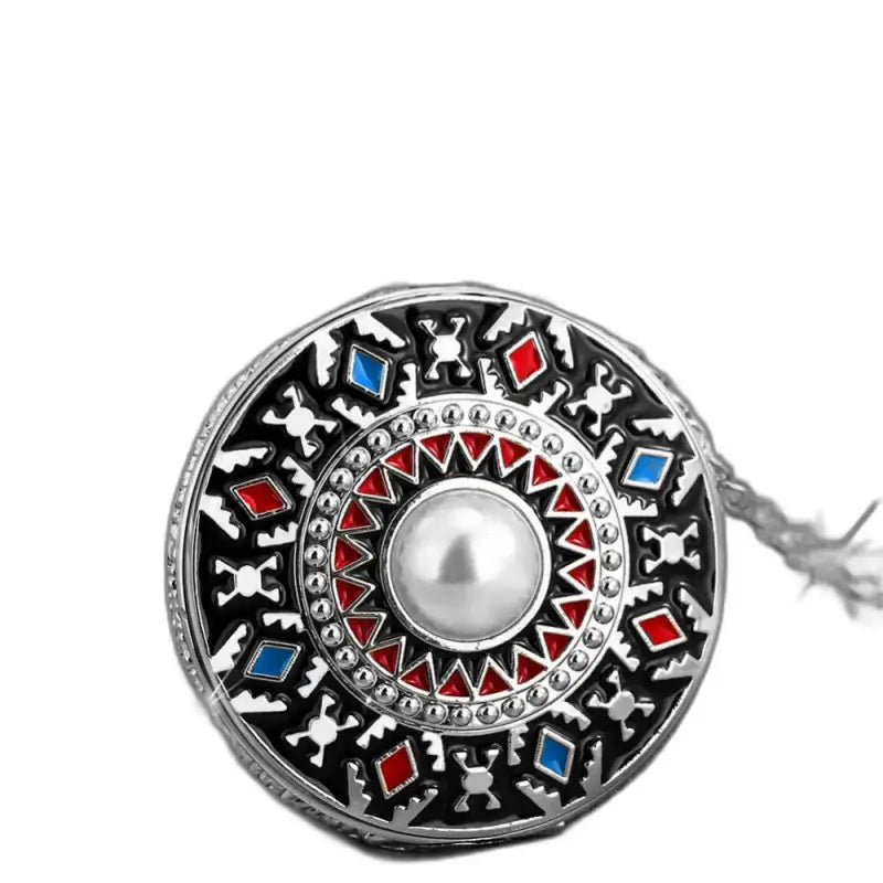 Ornate circular brooch with pearl center for Diamond Necklace Pocket Watch