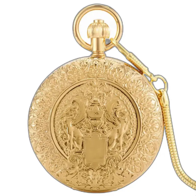 Double Golden Majesty Chic Pocket Watch with Toned Gold Chain