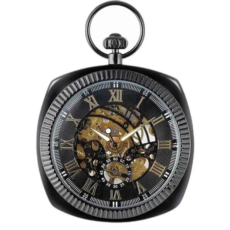 Modern Men's Pocket Watch with Mechanical Mechanism, timeless elegance in black