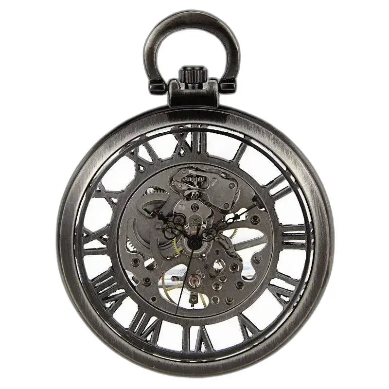 Men's Women's Automatic Skeleton Pocket Watch with Elegant Roman Numerals