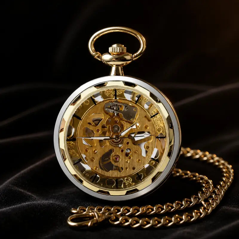 Men's Skeleton Mechanical Pocket Watch