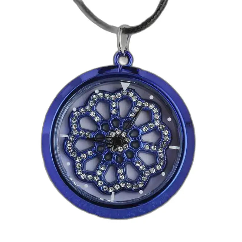 Chic and Refined Azure Flower Pendant Watch, pendant watch with floral design