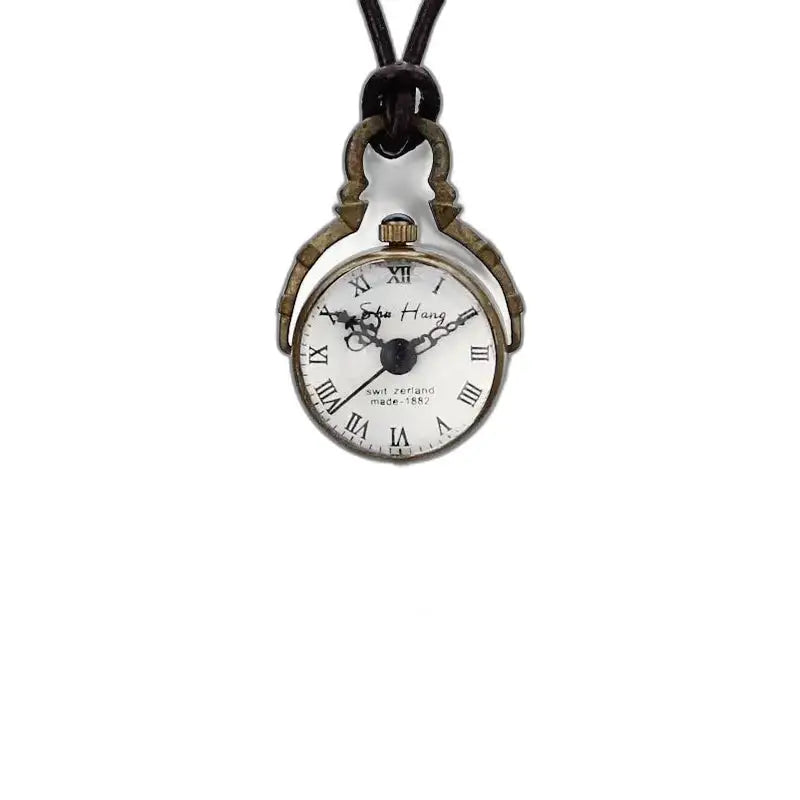 Vintage Bronze Mechanical Pendant Watch with Elegant Roman Numerals