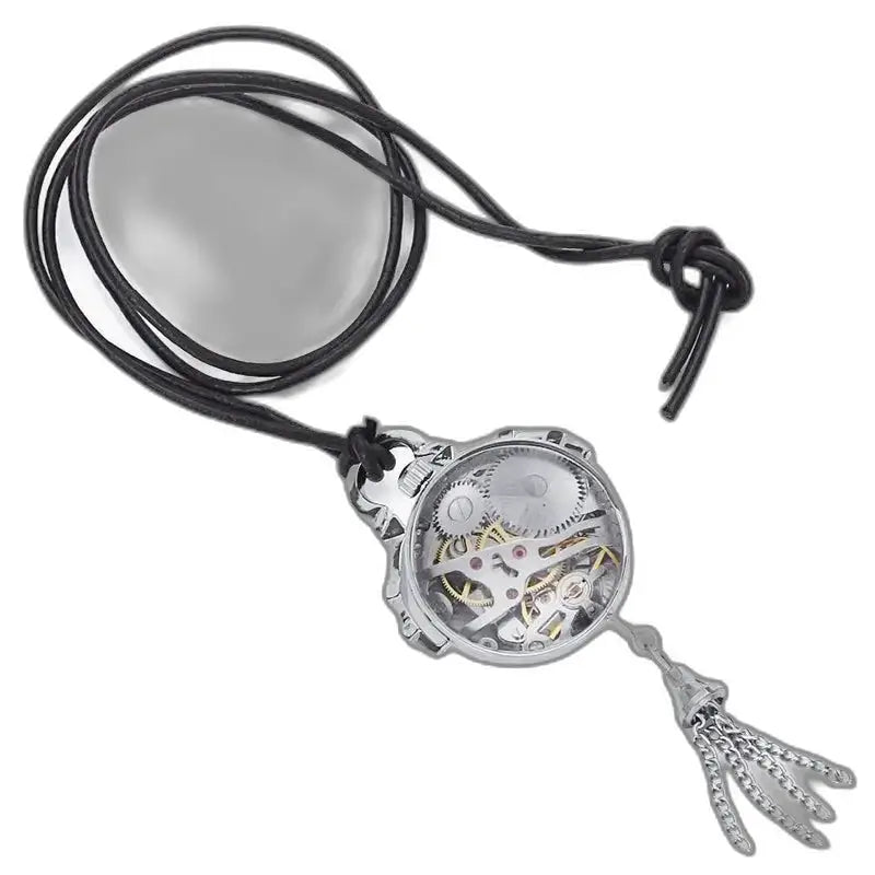 Vintage Women's Silver Bronze Mechanical Pendant Watch with elegant skeleton design