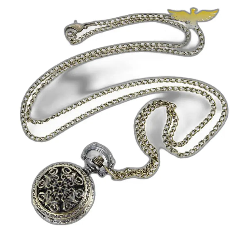 Vintage Women's Silver Heart Pendant Watch with chain, elegant accessory