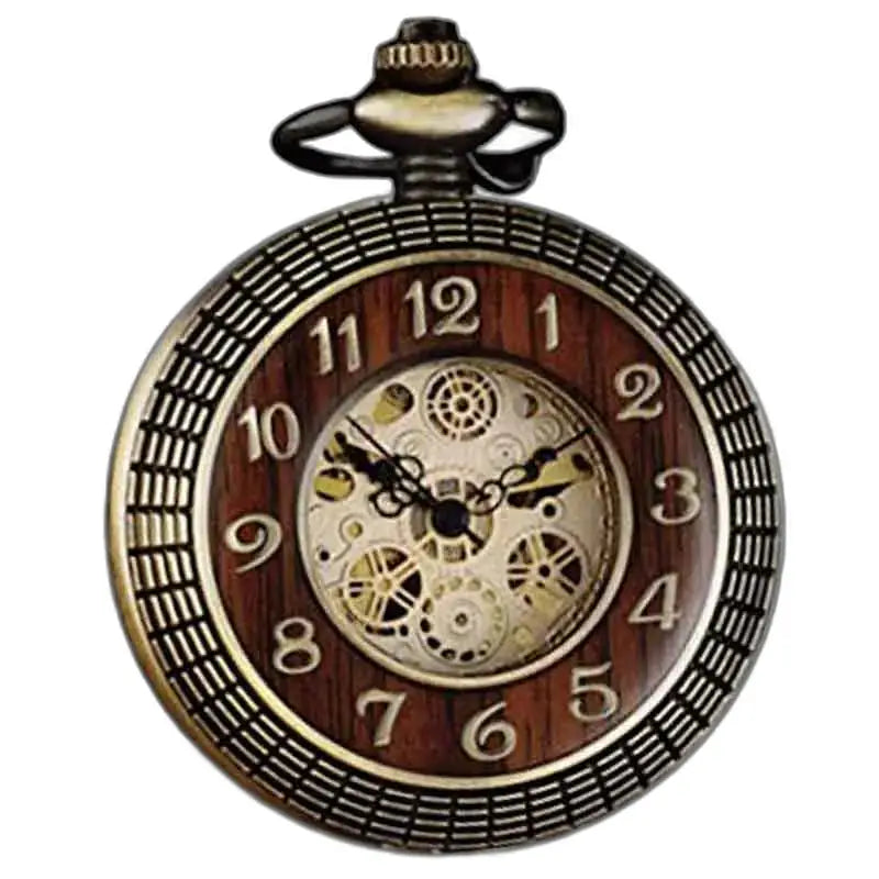 Merbeau Automatic Wooden Pocket Watch with visible movement and vintage style