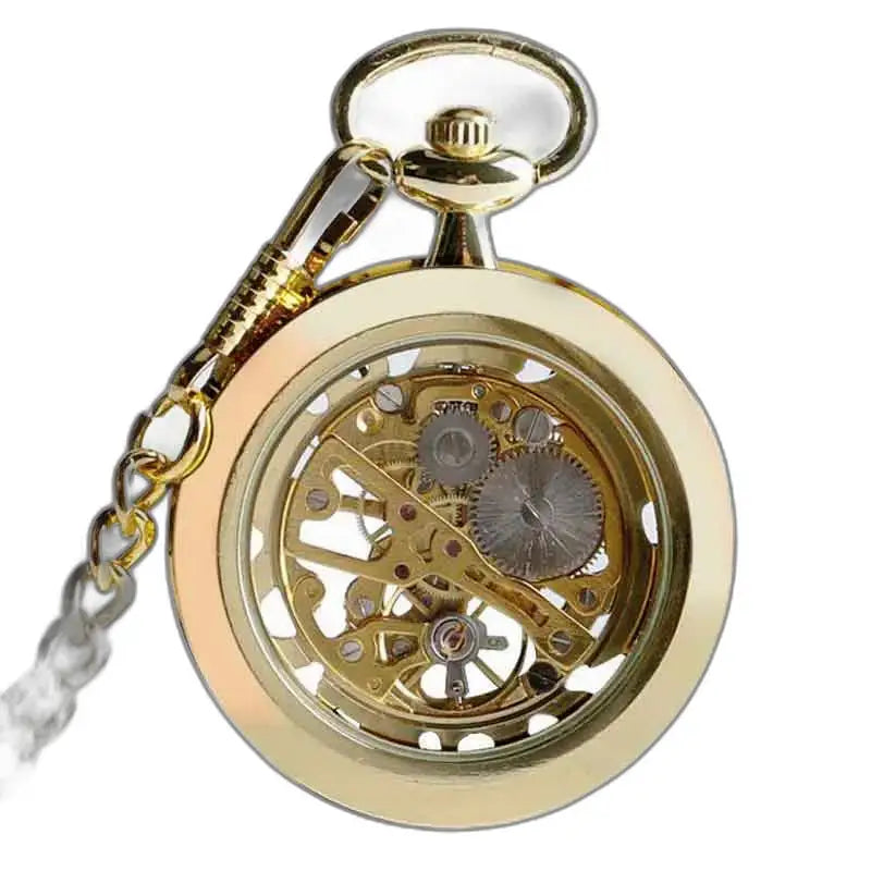 Luxury Gold Heart Pocket Watch with automatic mechanism and elegant design