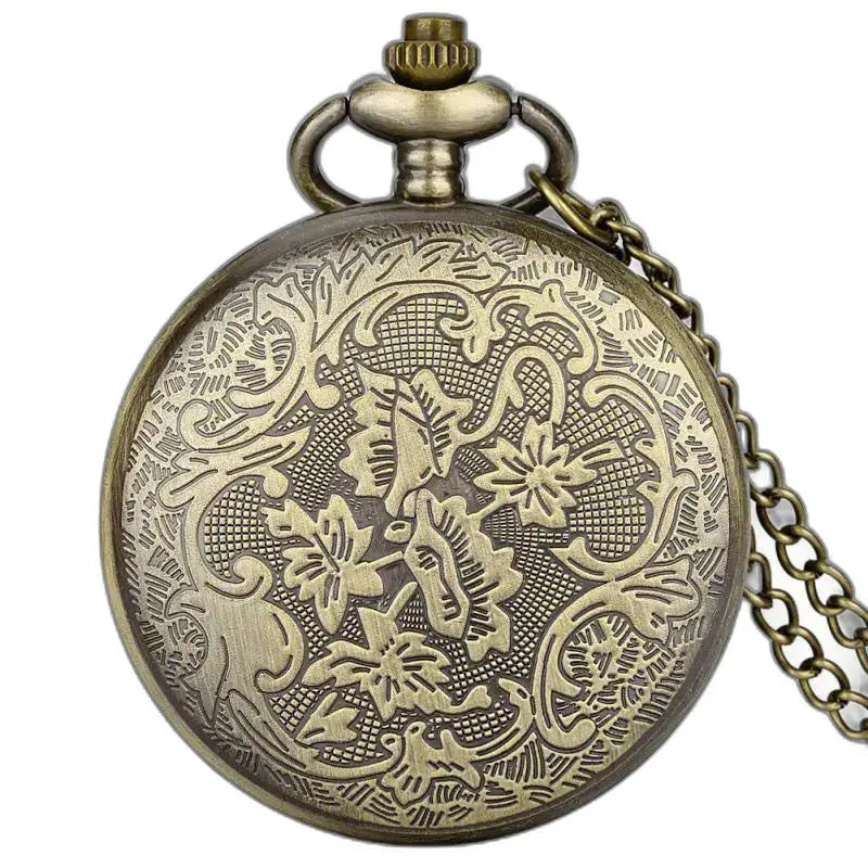 Classic Owl Diamonds Quartz Pocket Watch in bronze adorned with exquisite details