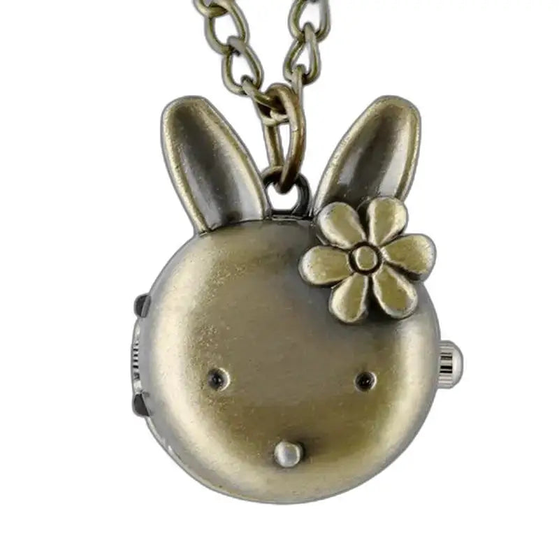 Vintage Bronze Rabbit Long Necklace Watch with unique design for an elegant style
